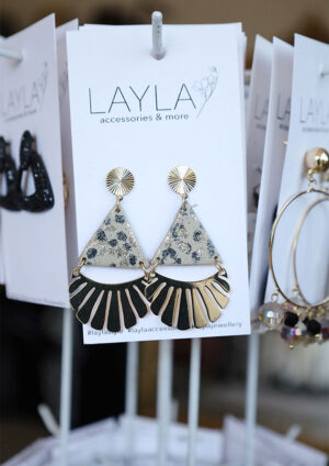 Pyramid Gold Sun Rays Earrings - LE047