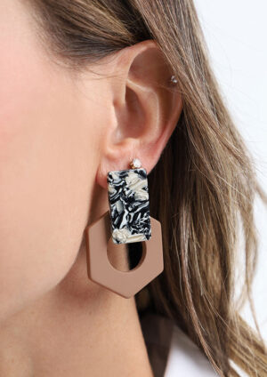 Marble Black Chocolate Earrings - LE099