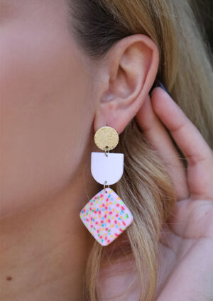 Milkshake Sprinkled Gold Earrings - LE278