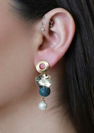 Golden Petal Cascade Charms Earrings - LE436