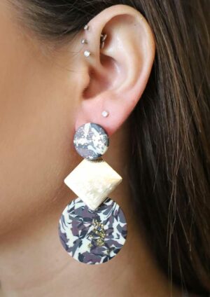 Melted Choc Gold Square Earrings - LE068