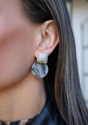 Marbleized Moonlight Gray Earrings -LE238