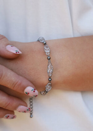 Bubble Mesh Black Silver  Bracelet - LW03