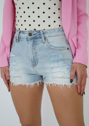 Olympus Ripped High Waist Denim Shorts