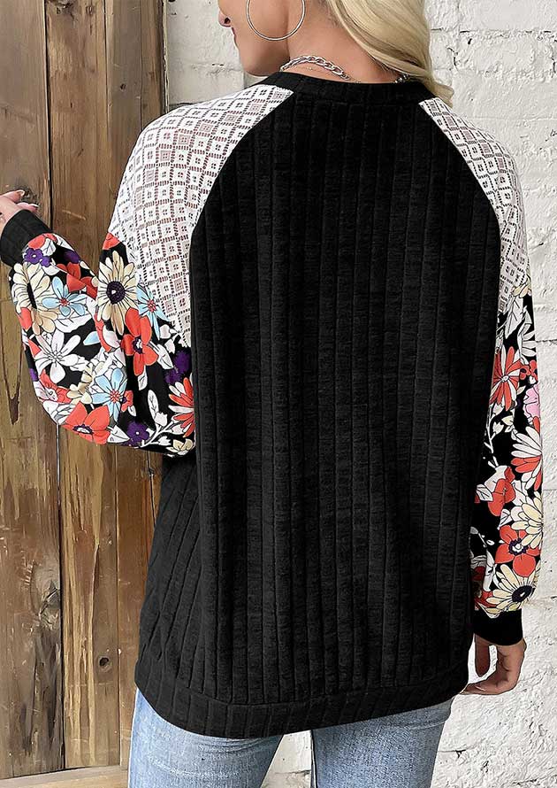 Wallflower Lace Long Sleeve Black Blouse - Image 2