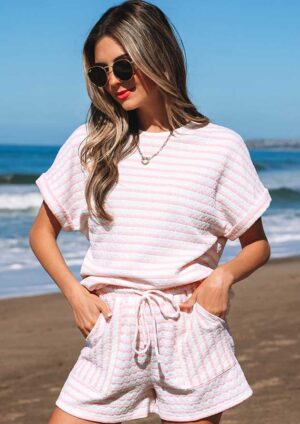 Beach Time Striped Knitted Pink Co-Ord