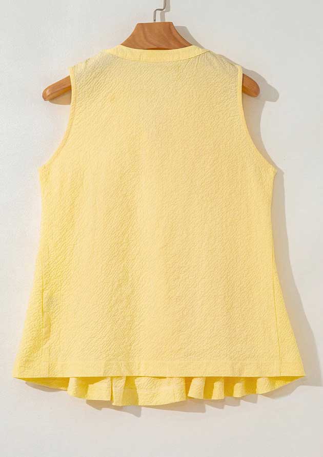 Citrine Charm Bow Tie Pleated Yellow Tank Top - Image 2
