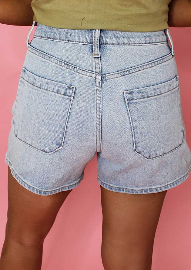 Margerie Light Wash High Rise Denim Blue Shorts - Image 2