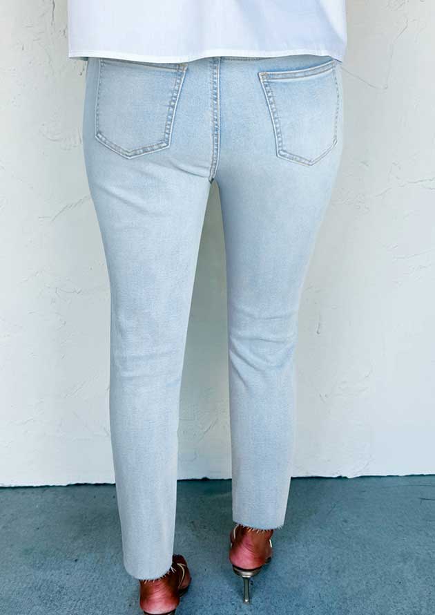 Belgrave Mid Rise Ankle Length Distress Blue Skinny Jeans - Image 2