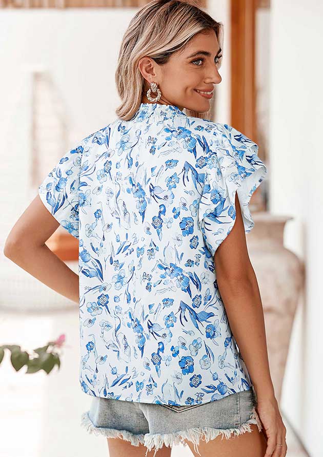 Loral Floral Ruffled Short Sleeve Blouse - Image 2