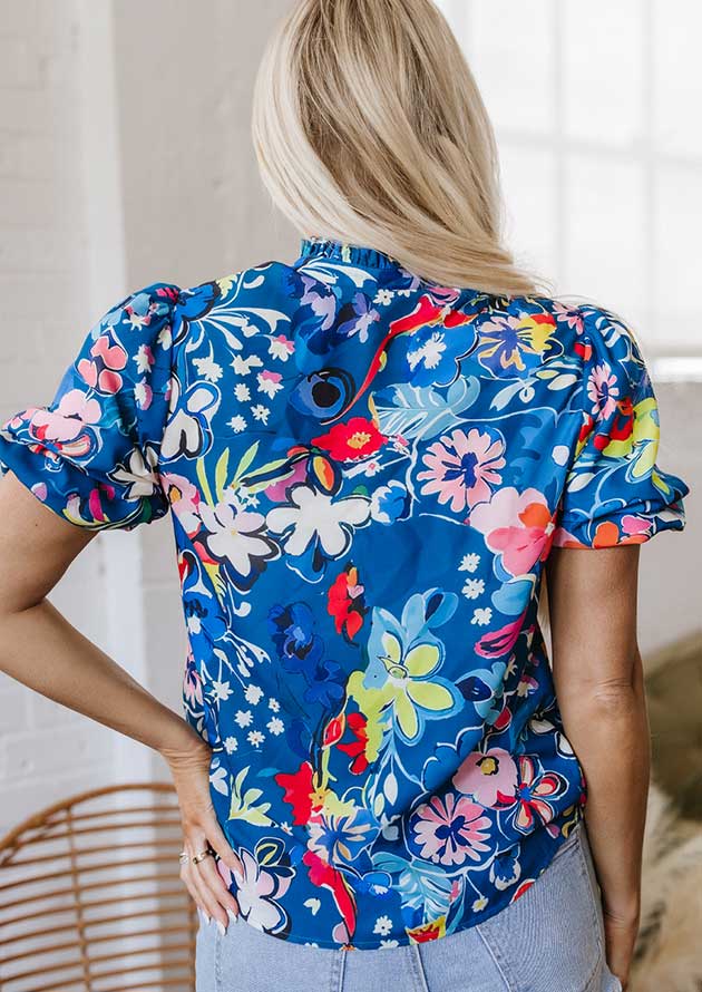 Somerset Wes V Neck Puff Short Sleeve Blouse - Image 2