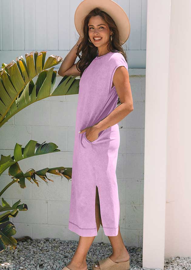 Strolling Beach Washed Pink Maxi Dress - Image 3