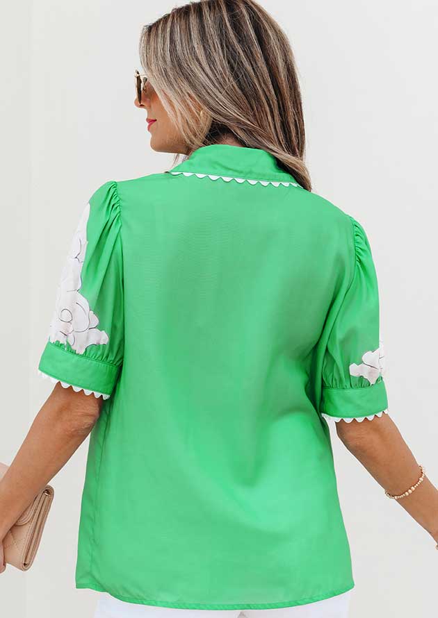 Waters Edge Puff Sleeve Button Up Shirt - Image 2