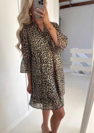 Forever Africa V Neck Leopard Short Dress