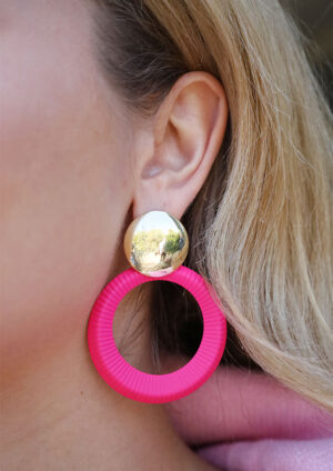 Amber Big Loop Pink Earrings - TE19