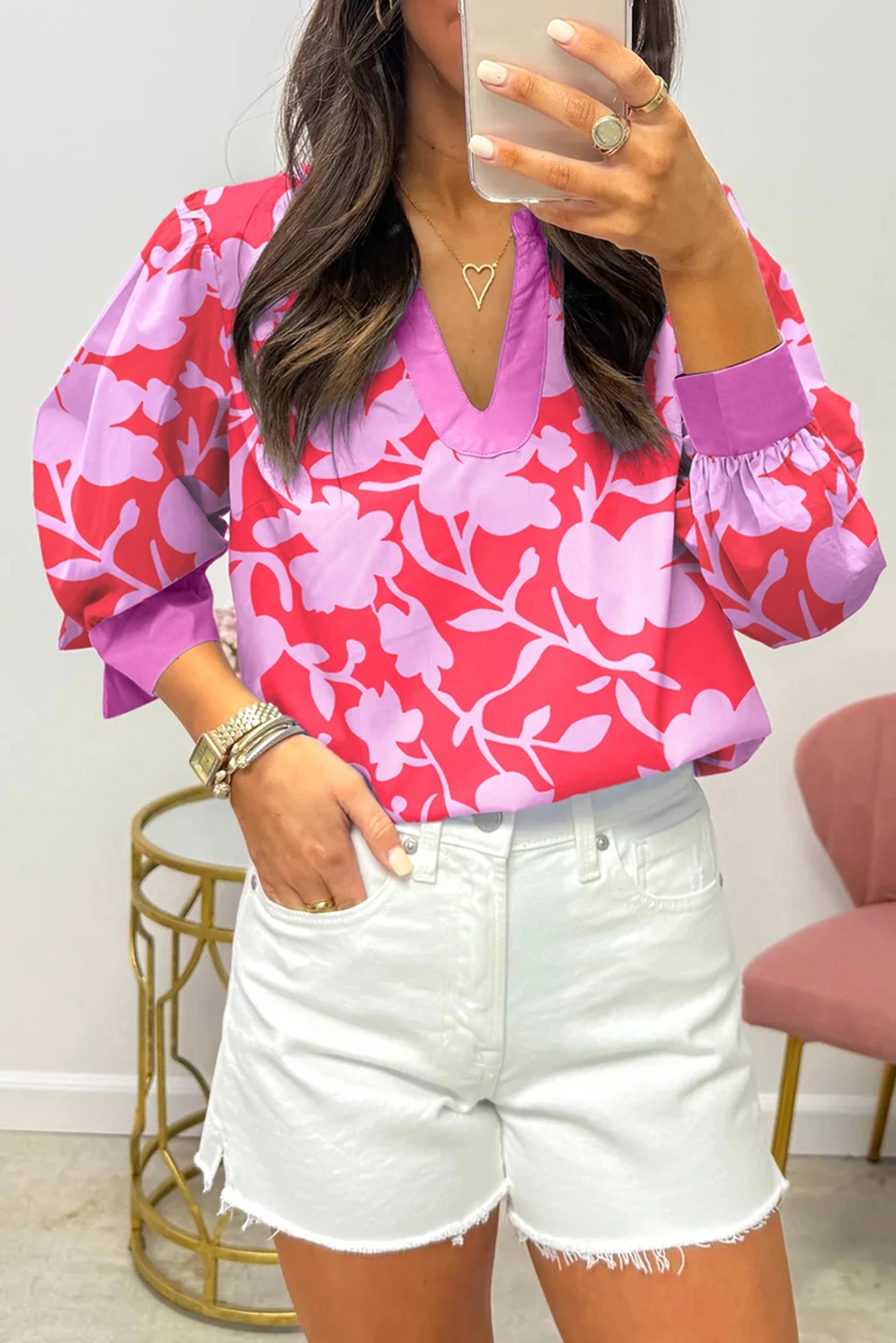 Bernice Bracelet Sleeve Floral Blouse - Image 2