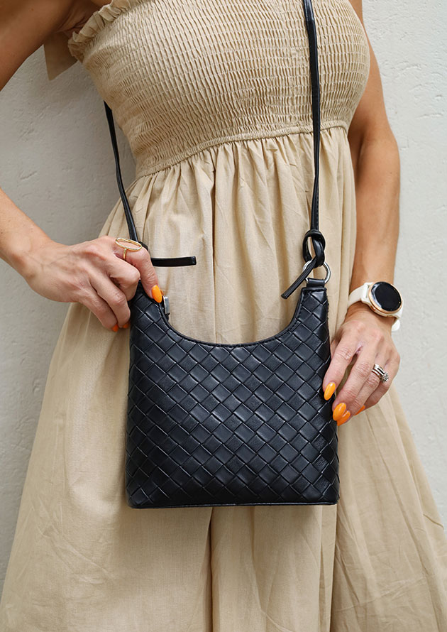 Donna Weave Black Handbag - LH58