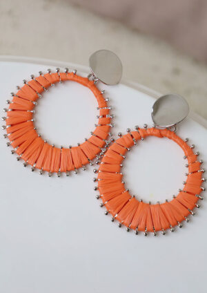 Layla Circle Weave Earrings Orange - LM012