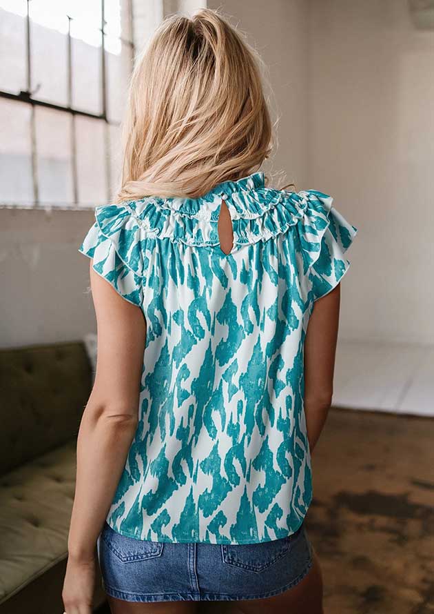 Risha Abstract Frilled Crewneck Blouse - Image 2