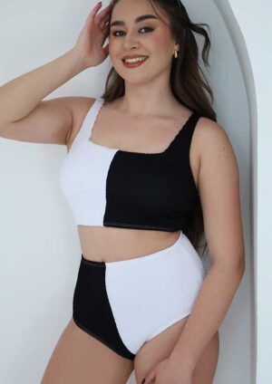 Malindi Corded Square Neck High Waist White Bikini