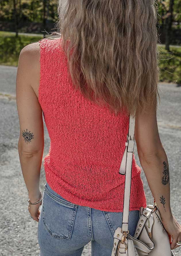 Kirkwood Textured Knit U Neck Slim Fit Red Top - Image 2