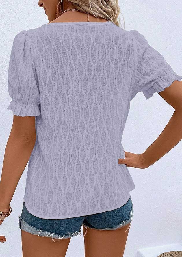 Sorina Textured Puff Sleeve Lilac Blouse - Image 2