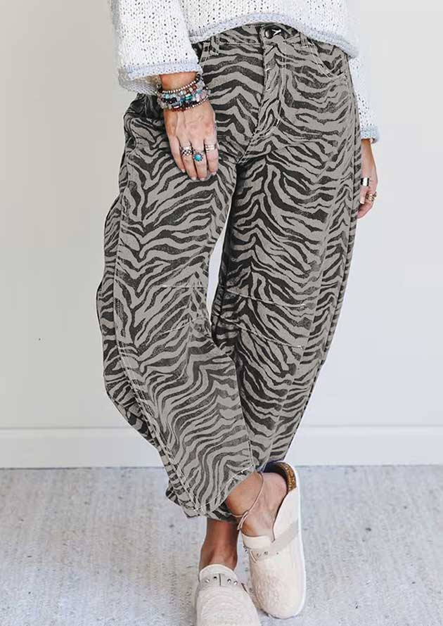 Weenen Zebra Stripe Wide Leg Gray Jean - Image 5