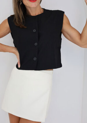 Amalfi Structured Button Down Black Vest