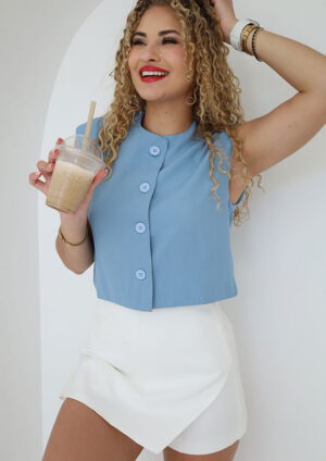 Amalfi Structured Button Down Blue Vest