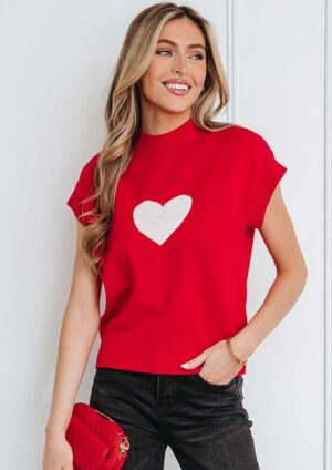 Be My Heart Cropped Short Sleeve Red Top