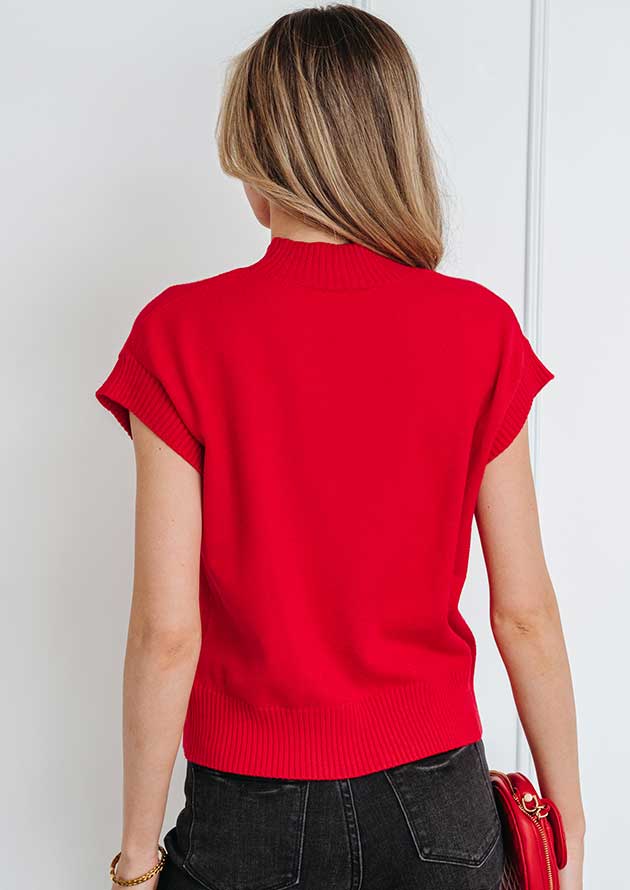 Be My Heart Cropped Short Sleeve Red Top - Image 4