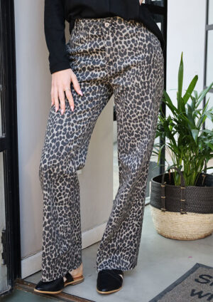 Boabab Wide Leg High Waist Black Leopard Jeans