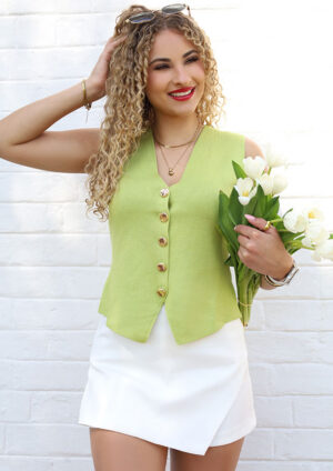 Florence Button Down Green Vest