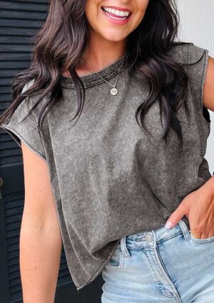 Japonika Boxy Fit Cotton Grey Tank Top