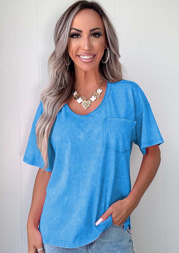 Piccola Cotton Mineral Wash Blue T-Shirt - Image 3