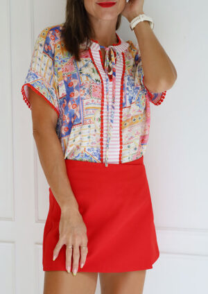 Ravello V Neck Short Sleeve Blouse