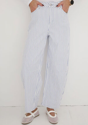 Thai Stripe Casual Barrel Blue Jeans