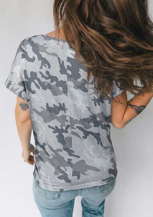 Themis Camouflage Round Neck Gray T-Shirt - Image 2