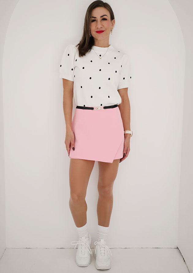 Utopia Polka Dot Bubble Short Sleeve White Top - Image 2