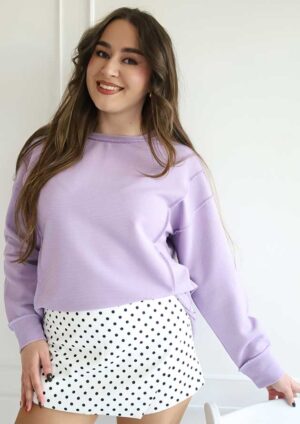 Hiram Ribbed Drop Shoulder Purple Top