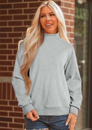 Nobel Oversized Mock Neck Grey Sweatshirt