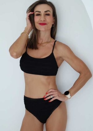 Clary Textured High Waist Black Bikini