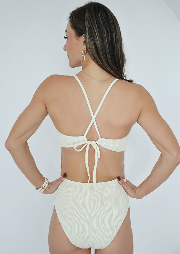 Madeira Strap Cross Back Textured One Piece Swimsuit - Image 2
