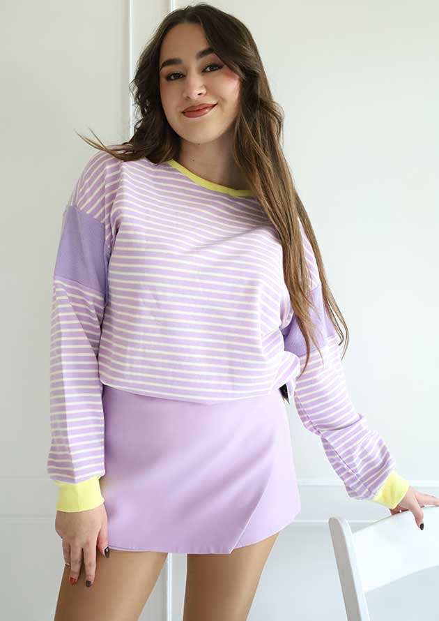 Shelby Purple Stripe Drop Shoulder Top - Image 3
