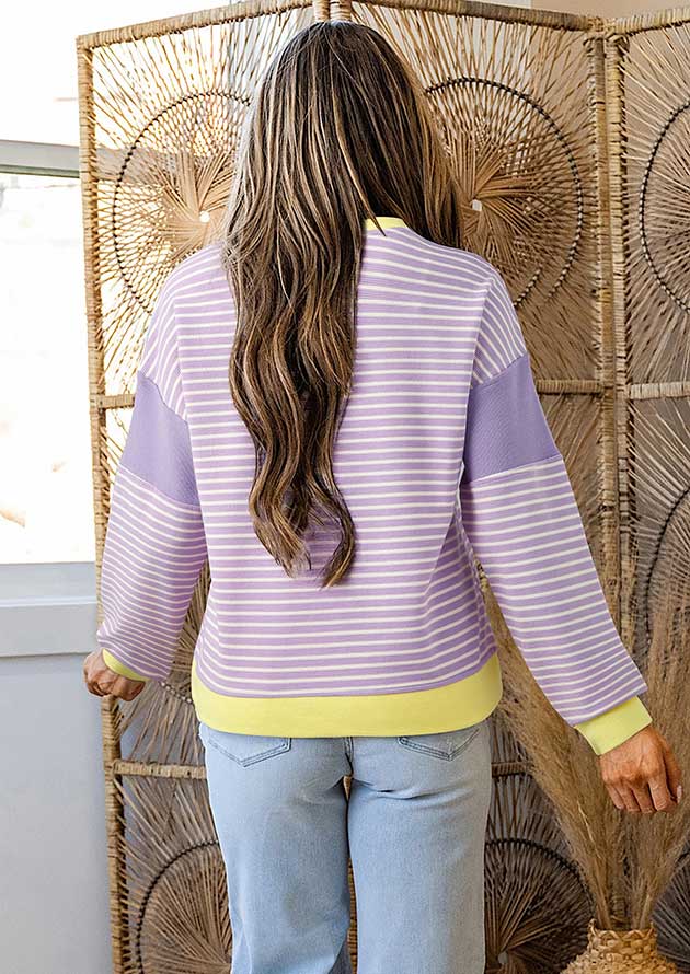 Shelby Purple Stripe Drop Shoulder Top - Image 2