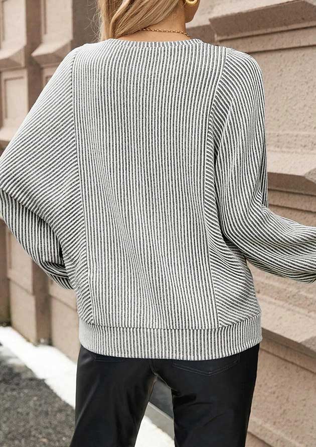 Surray Striped Long Sleeve Gray Top - Image 4