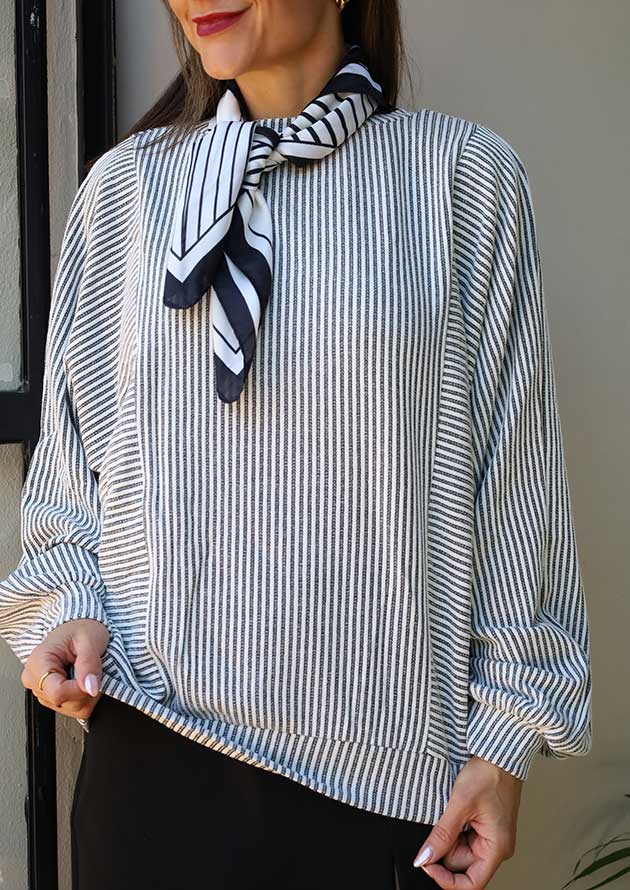 Surray Striped Long Sleeve Gray Top - Image 3