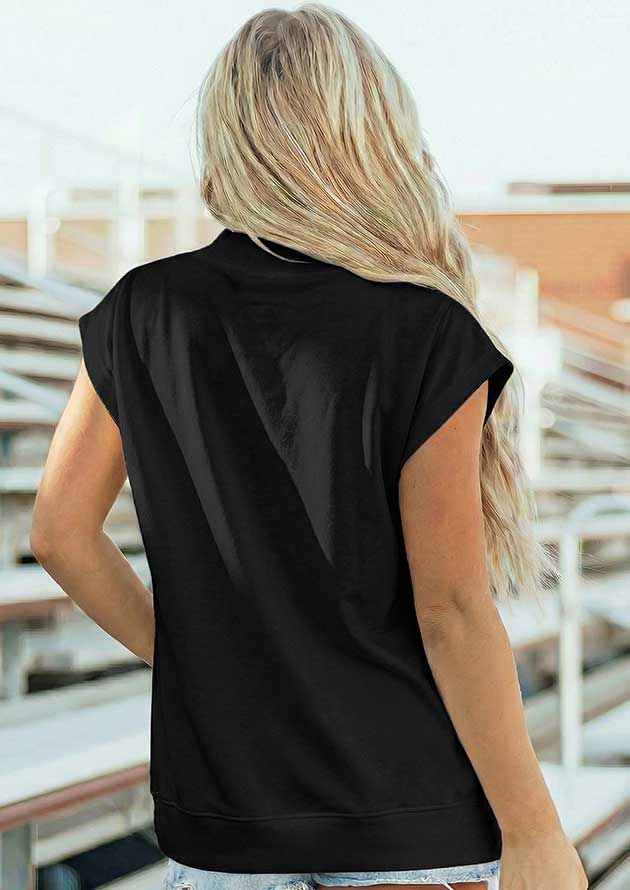 Canberry High Neck Cap Sleeve Black Top - Image 2