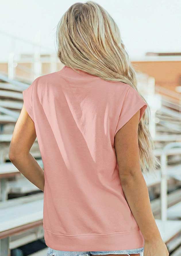 Canberry High Neck Cap Sleeve Pink Top - Image 3