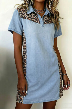Capri Coast Leopard Denim Mini Dress